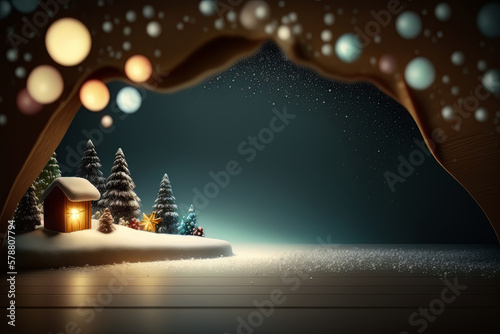 Fabulous Merry Christmas red empty background. Illustration AI Generative