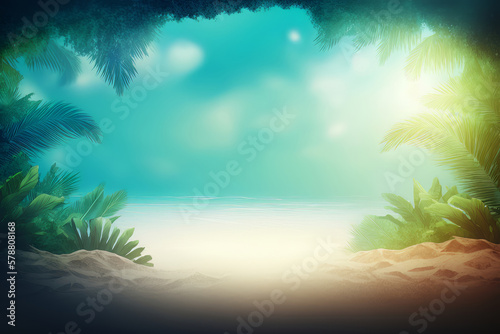 Summer tropical background. Illustration AI Generative © olegganko