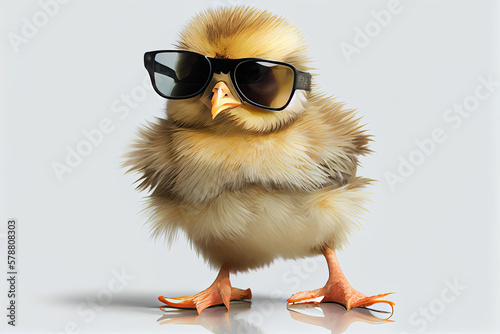 Fototapeta Funny chicken in sunglasses, Generative AI