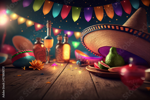 Yarsky mexican party background. Illustration AI Generative