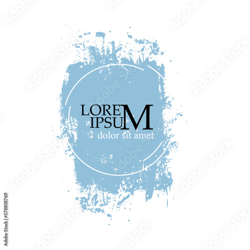 Blue enso symbol isolated on white. Water blue brushed circle. Round frame blot. Vector illustration