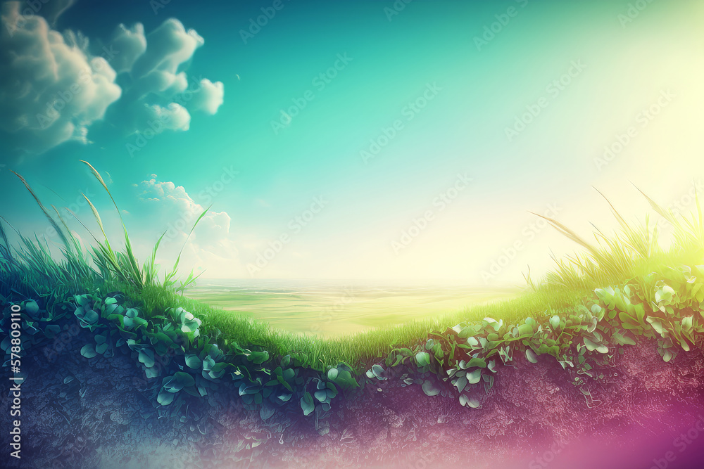 Summer floral bright background for text. Illustration AI Generative