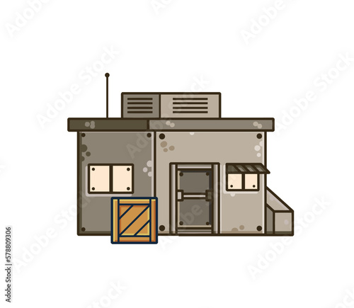 Military base. Army post. Protective building. Modern military camp.