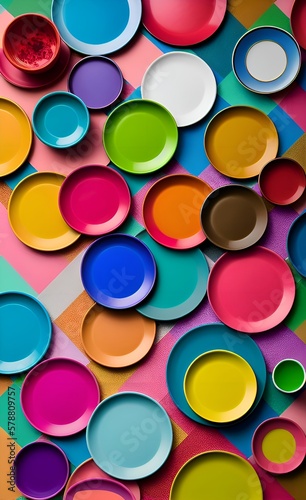 colorful set of plates on the desk as art 