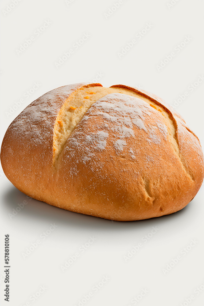 Freshly baked Italian Ciabatta bread on isolated white background