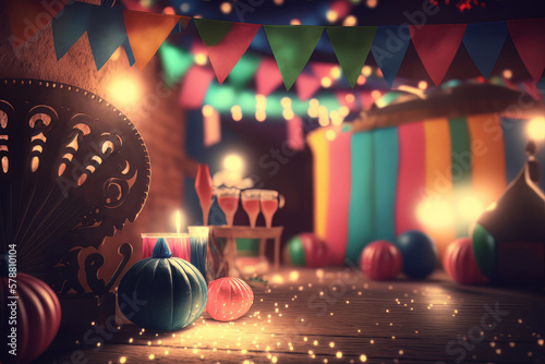 Yarsky mexican party background. Illustration AI Generative