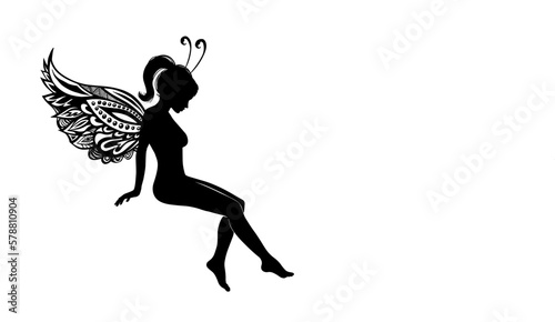 Butterfly fairy silhouette. Vector illustration
