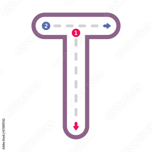 Tracing alphabet letter T uppercase prewriting dotted line element for kindergarten and preschool kids worksheet for handwriting practice activity