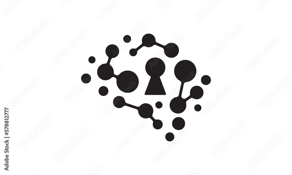 neuron connection logo design, Human brain icon innovation intelligence vector illustration.
