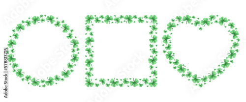 Set of frames with clover leaves. Shamrock. Decorative element for St. Patrick's Day design
