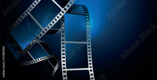 sfondo, cinema, pellicola cinema su sfondo blu photo