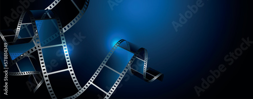 sfondo, cinema, pellicola cinema su sfondo blu