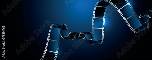 sfondo, cinema, pellicola cinema su sfondo blu