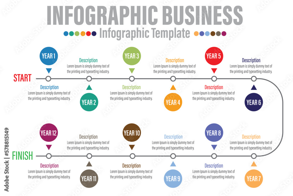 12 Steps modern Timeline diagram calendar with Yearly workflow and circles , presentation vector infographic. Infographic template for business. 12 Steps modern Timeline diagram calendar with Yearly workflow and circles , presentation vector infographic. Infographic template for business.