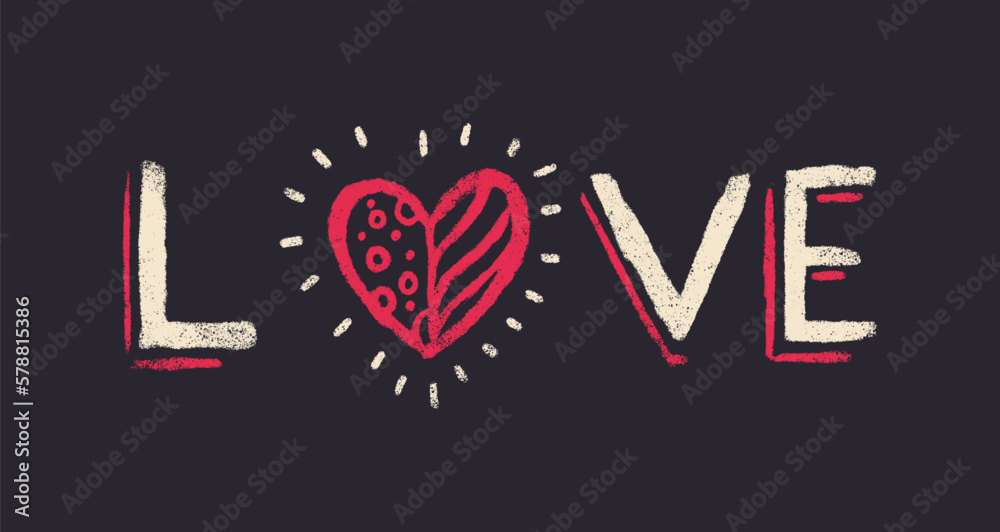 Hand lettering for Valentine`s Day. Love word hand lettering