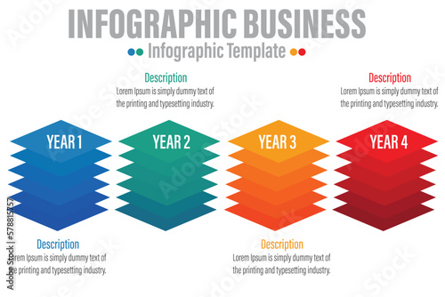 4 Step Modern Timeline diagram with planning year , presentation vector infographic. Infographic template for business.  © InfoSoul
