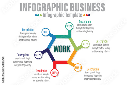 6 Steps Modern Timeline diagram with workflow presentation vector infographic. Infographic template for business. 