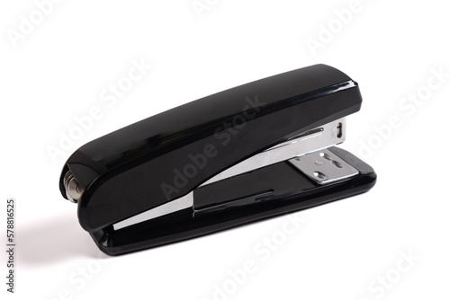 Black stapler isolated on white background