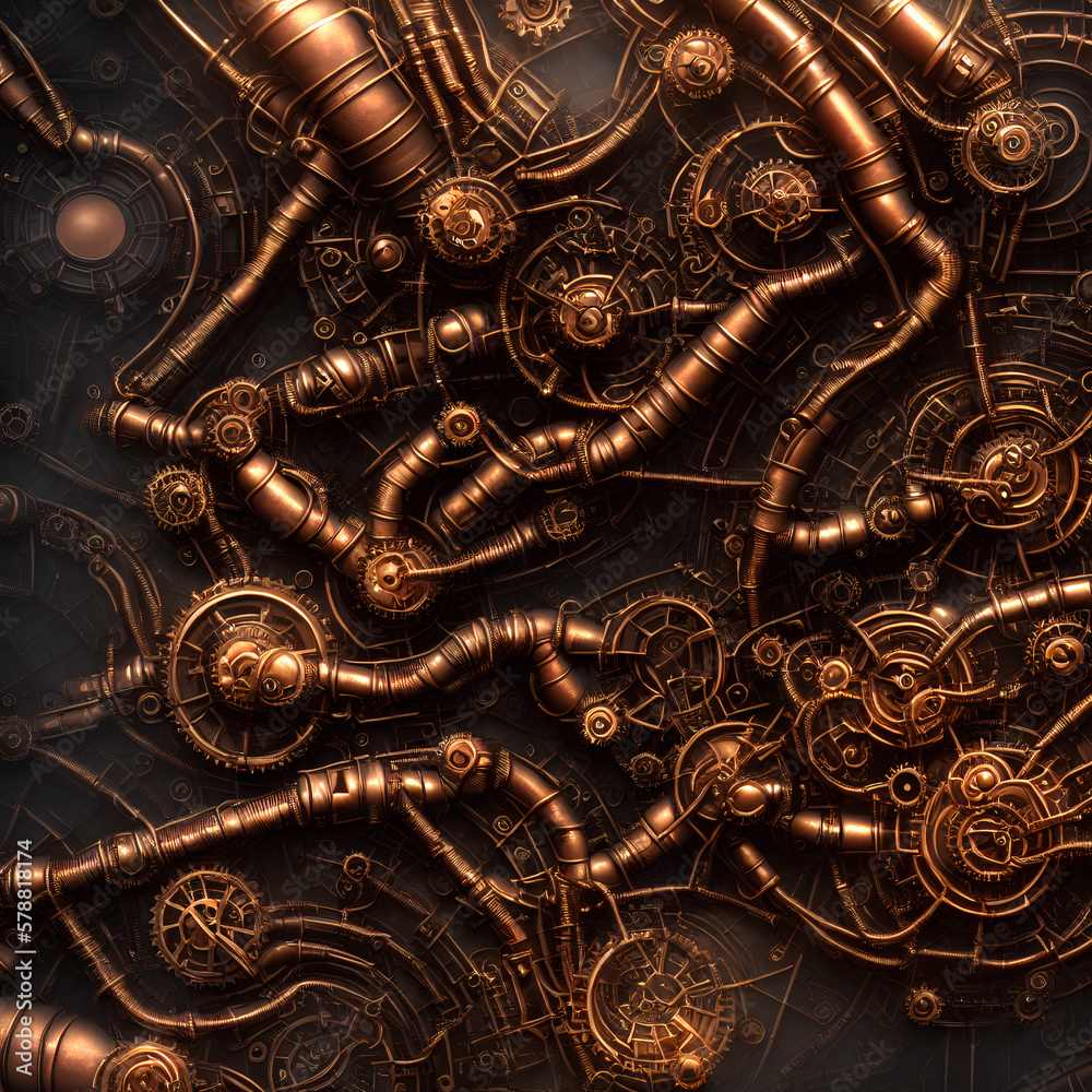 steampunk gears and pipes background