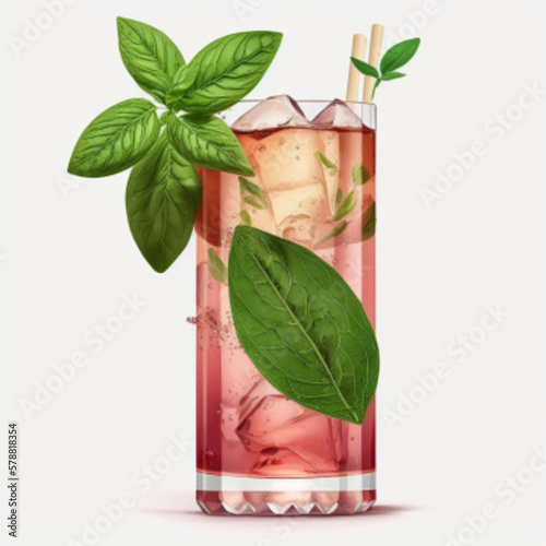 pink and fizzy cocktail in highball with