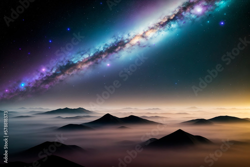 galaxy landscape, stars elements. Generative ai