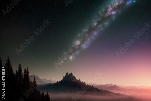 galaxy landscape  stars elements. Generative ai