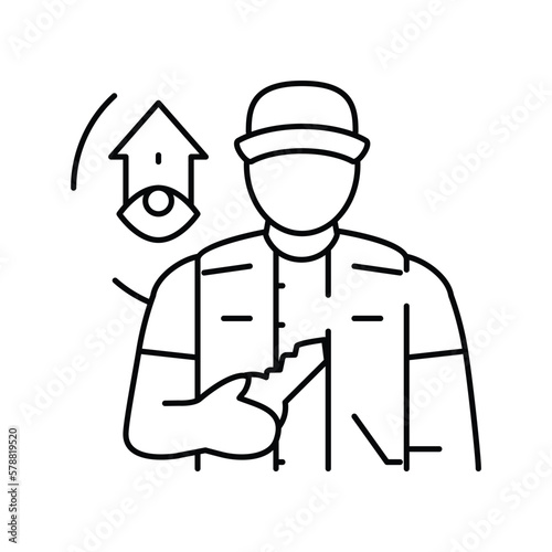 property caretaker repair worker line icon vector illustration