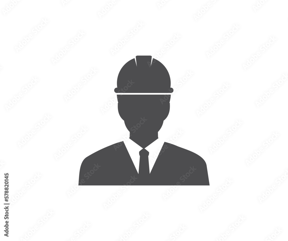 Construction engineer, Construction Worker, Employee, Labour logo design. Business Person Project Manager Architect. Maintenance by technician and construction worker  vector design and illustration.
