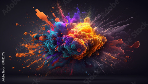 Colorful_magic_explosion_on_dark_background.Generative AI.