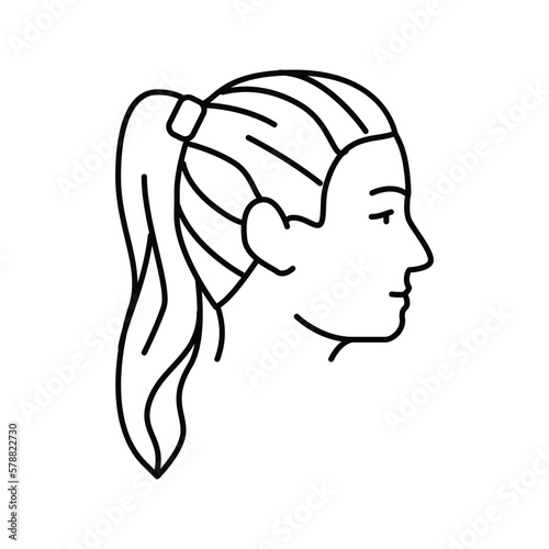 ponytail hairstyle female line icon vector illustration