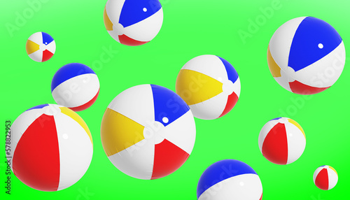3d render colorful inflatable beach ball background