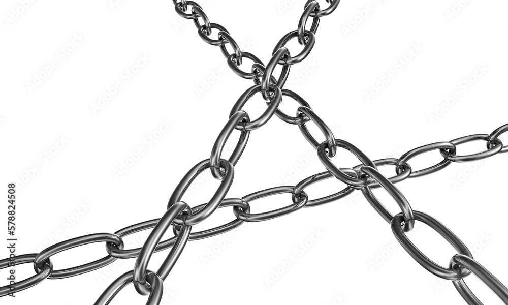 Fototapeta premium Strained chains from metal. Security and power concept. png transparent