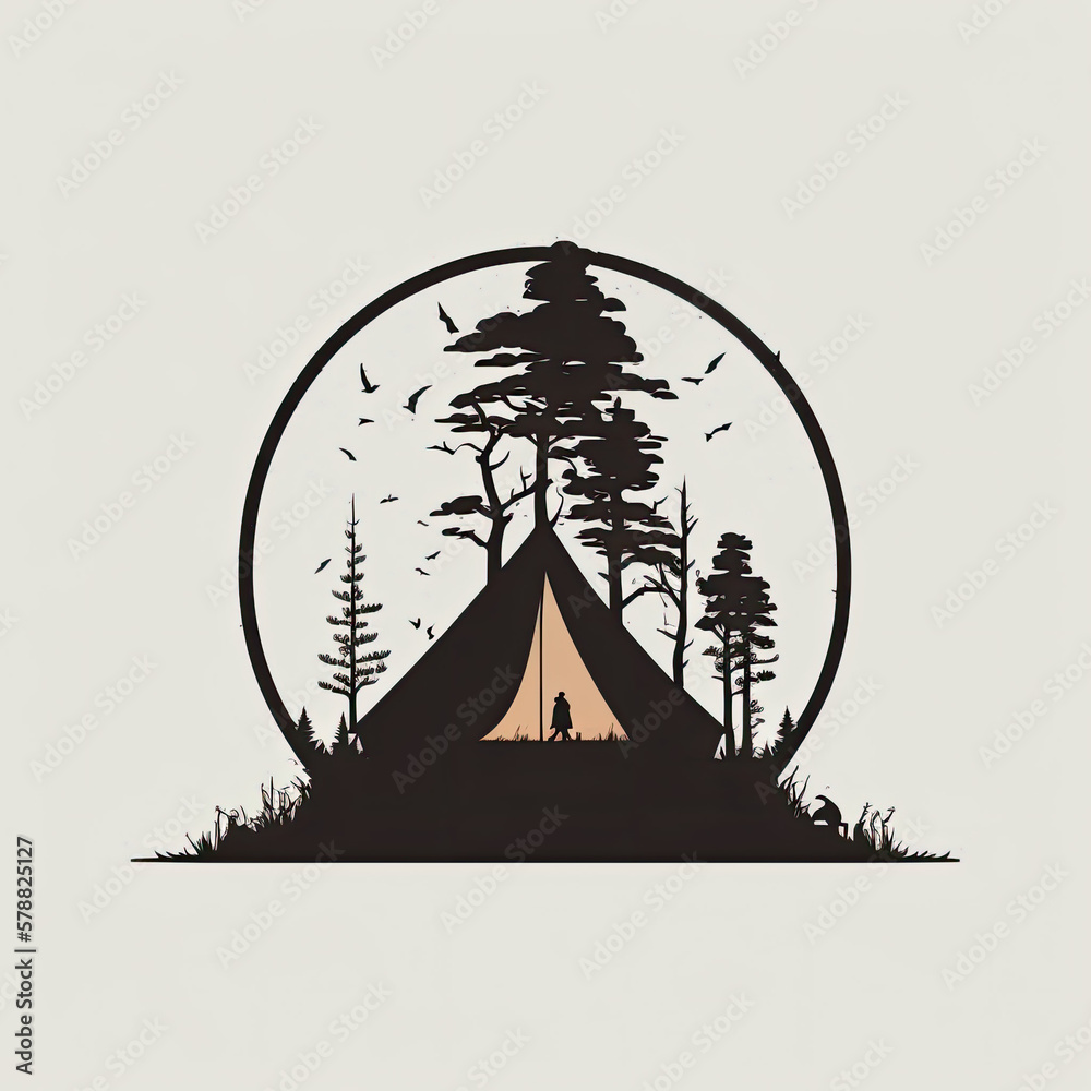 illustration of a campsite logo made with generative ai