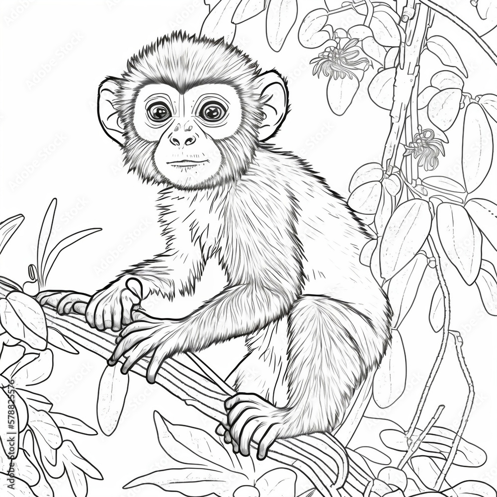 Fototapeta premium small monkey coloring drawing