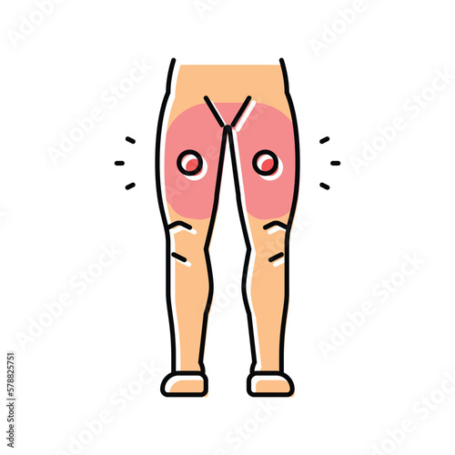 thigh pain body ache color icon vector illustration