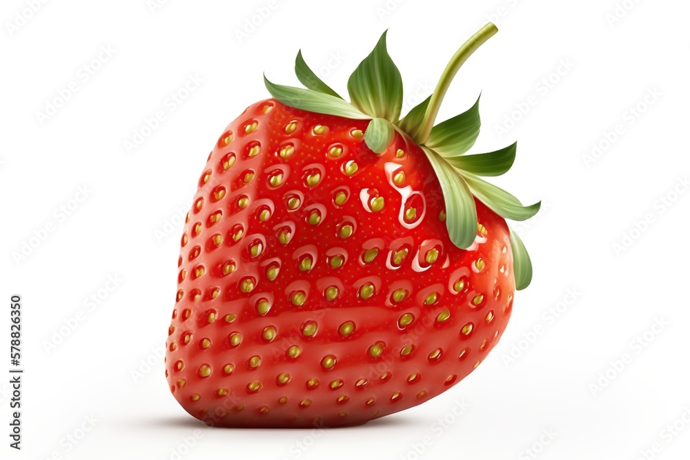 Strawberry with green leaf . Ai. Ripe sweet red strawberry isolated on white background Strawberry with green leaf . Ai. Ripe sweet red strawberry isolated on white background