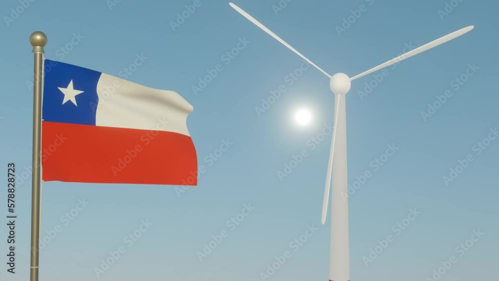 Coal transformed to wind energy clearing up the sky with flag of Chile Coal transformed to wind energy clearing up the sky with flag of Chile