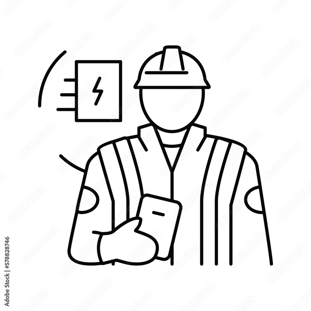 electronics installers repairers line icon vector illustration