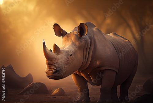 Rhinoceros in nature created with AI  