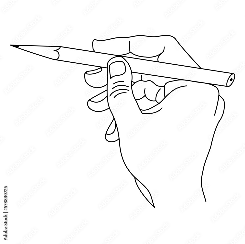 Pencil in hand vector illustration isolated on white background