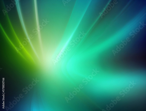 Abstract background with dynamic lines with shine. Green and blue.
