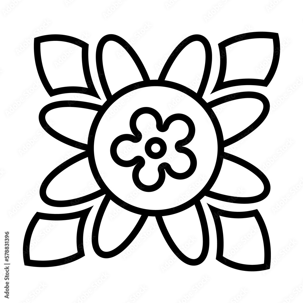 PNG image icon of flowers in lines with transparent background