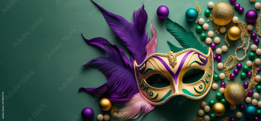 Carnival mask background. Mardi gras party celebration. Generative ai