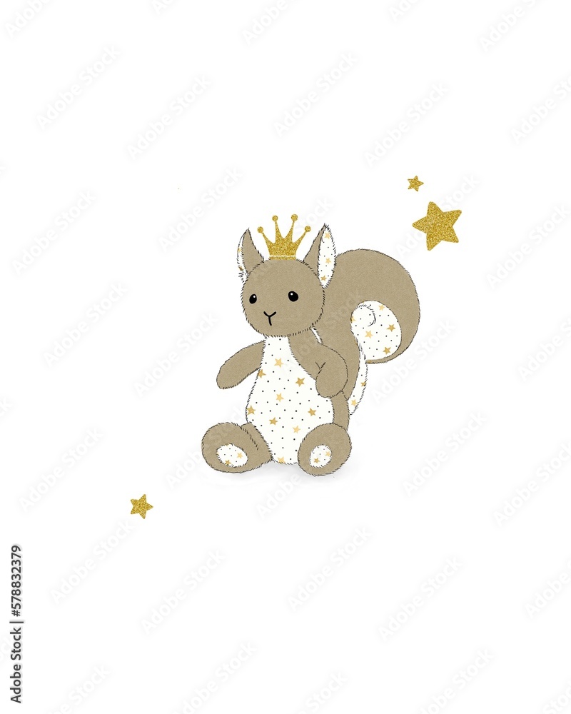 Obraz premium Stuffed animal squirrel illustration vector 
