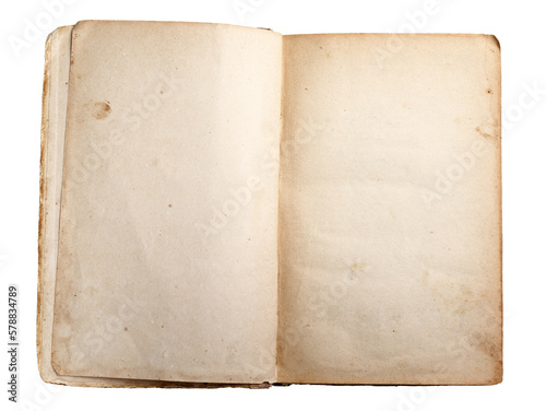 open vintage book isolated on transparent background