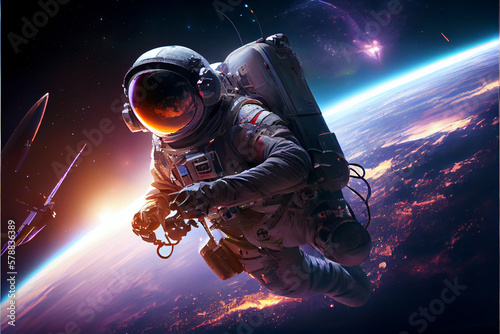 Astronaut in space above the Earth generative AI