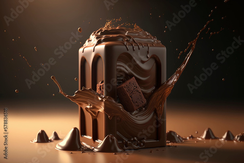 Chocolate explosion with big splashes ,made with Generative AI