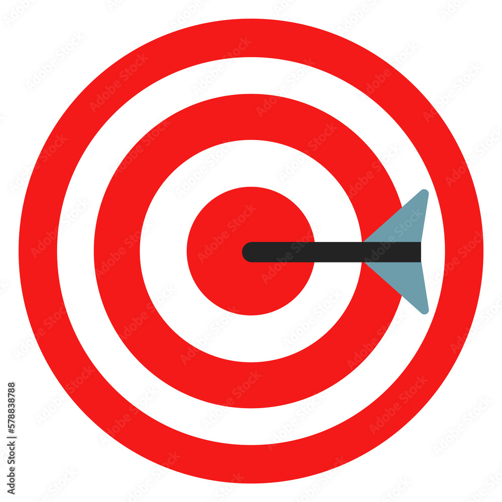 Round target with arrow. Business aiming goal icon Round target with arrow. Business aiming goal icon
