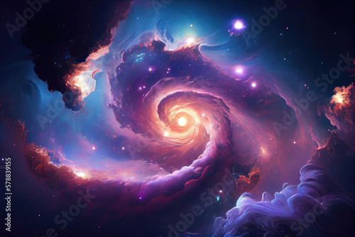 Pink nebula in an endless dark universe.