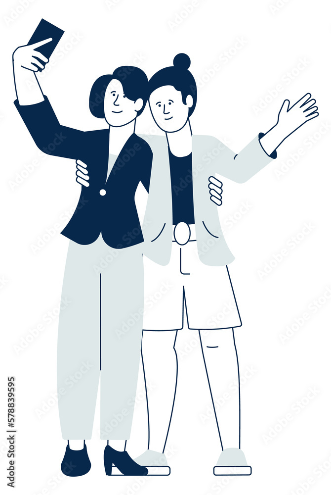 Friends making selfie. Female friendship. Women hugging Friends making selfie. Female friendship. Women hugging